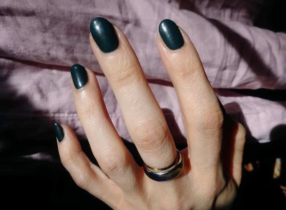 
                      
                        Close up of nails painted with Death Valley Nails "Lone Pine" nail polish
                      
                    