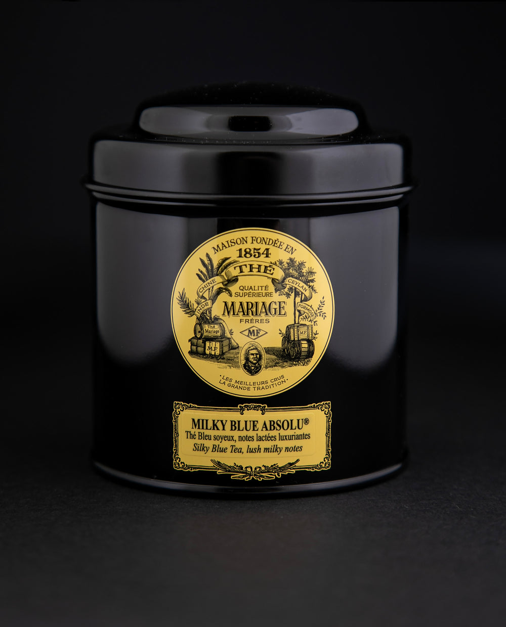 100g black laquered metal canister of Mariage Frère's 