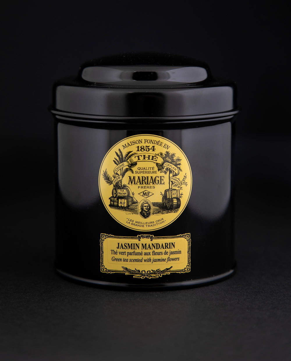 100g black laquered metal canister of Mariage Frère's 