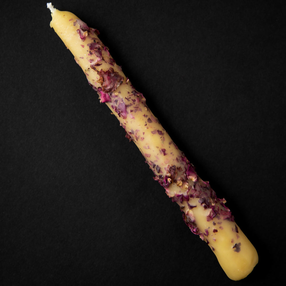 Rose Petal Beeswax Tapers | THE RAMBLIN' BEE