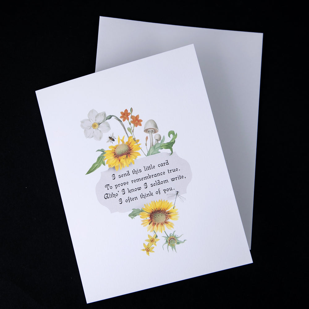 Greeting card on top of white enveloppe on black background