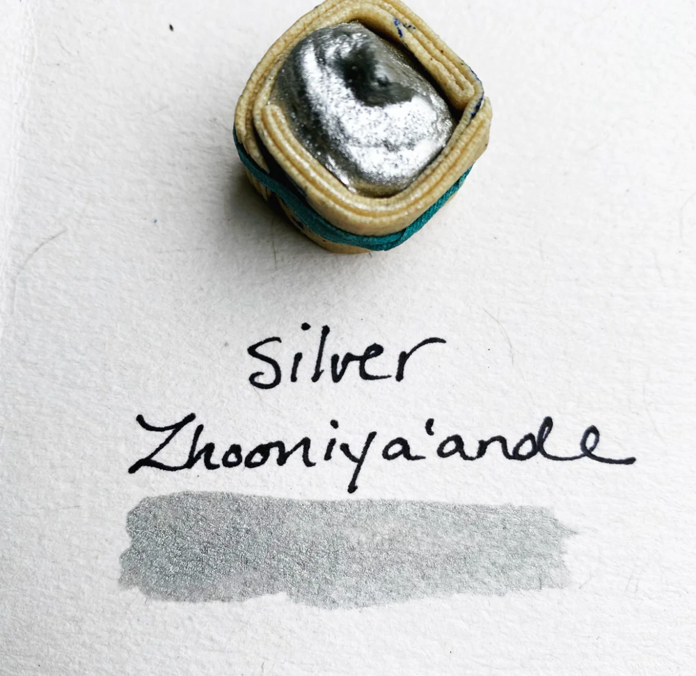 Swatch of Beam Paints' "Silver" watercolour paintstone.